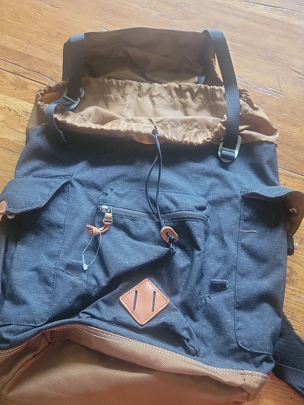 Black and Tan Canvas Backpack - Eddie Bauer